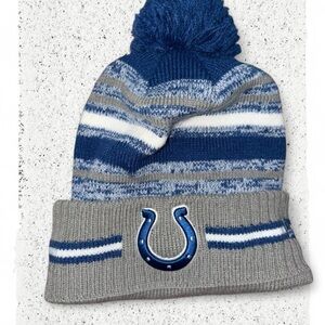 Indianapolis Colts Blue & Gray Pom Beanie